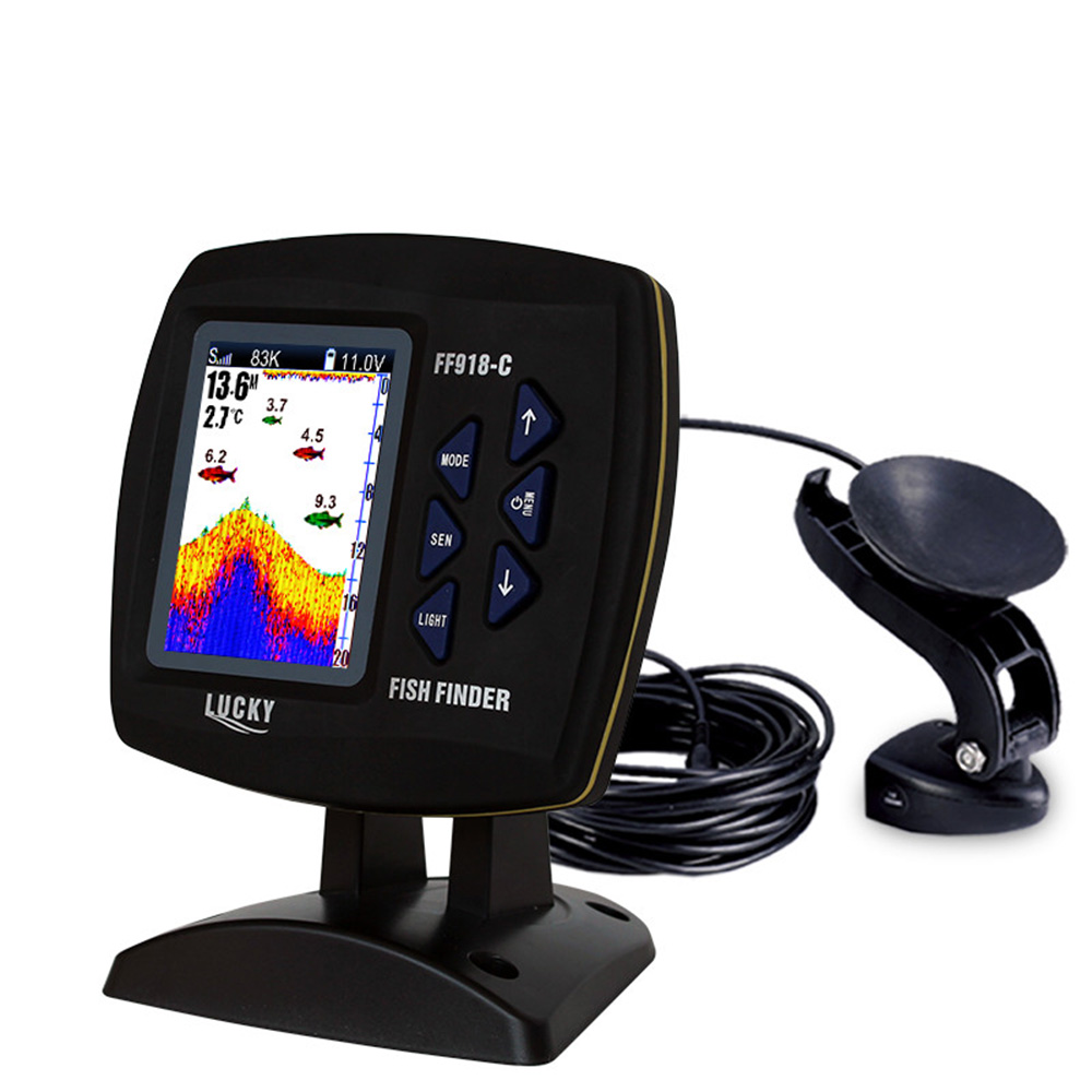 Fishing Boat Depth Finder - Цветной экран, проводной рыболокатор FF918-C100DS, двухчастотный,