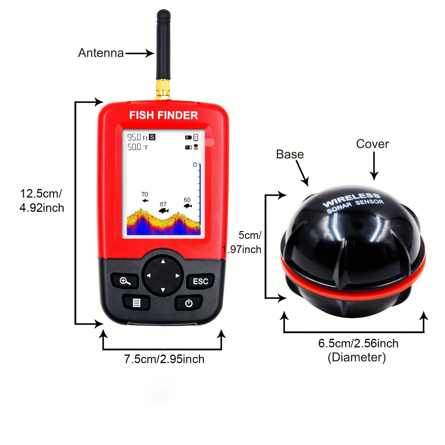 Портативный эхолот с беспровод – обзор и цена Fishing Boat Depth Finder